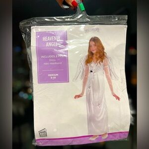 Heavenly Angel Costume Girl Child Medium Halloween Christmas Dress & Halo #420